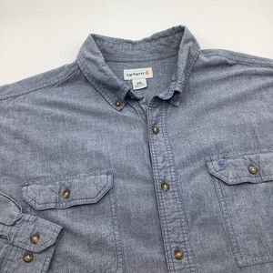 Carhartt‎ Mens Long Sleeve Button Up Shirt Blue Size XXL